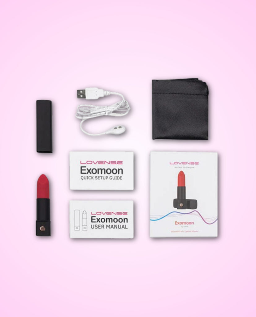 Lovense Exomoon App-Controlled Lipstick Vibrator with USB Cable Charger