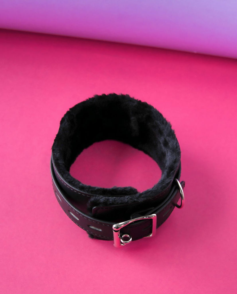 Furry Leather Bondage Collar